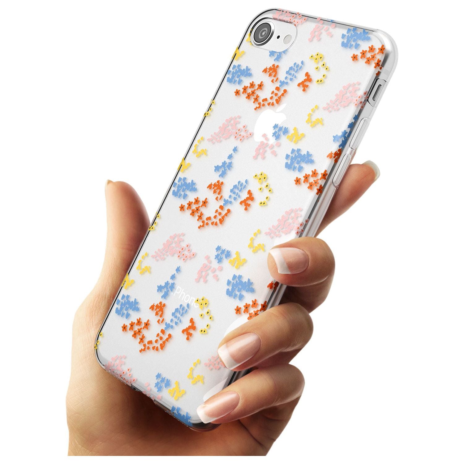 Small Flower Mix: Transparent Black Impact Phone Case for iPhone SE 8 7 Plus