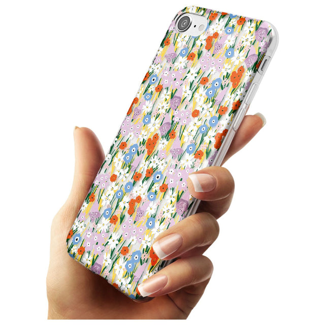 Energetic Floral Mix: Transparent Black Impact Phone Case for iPhone SE 8 7 Plus