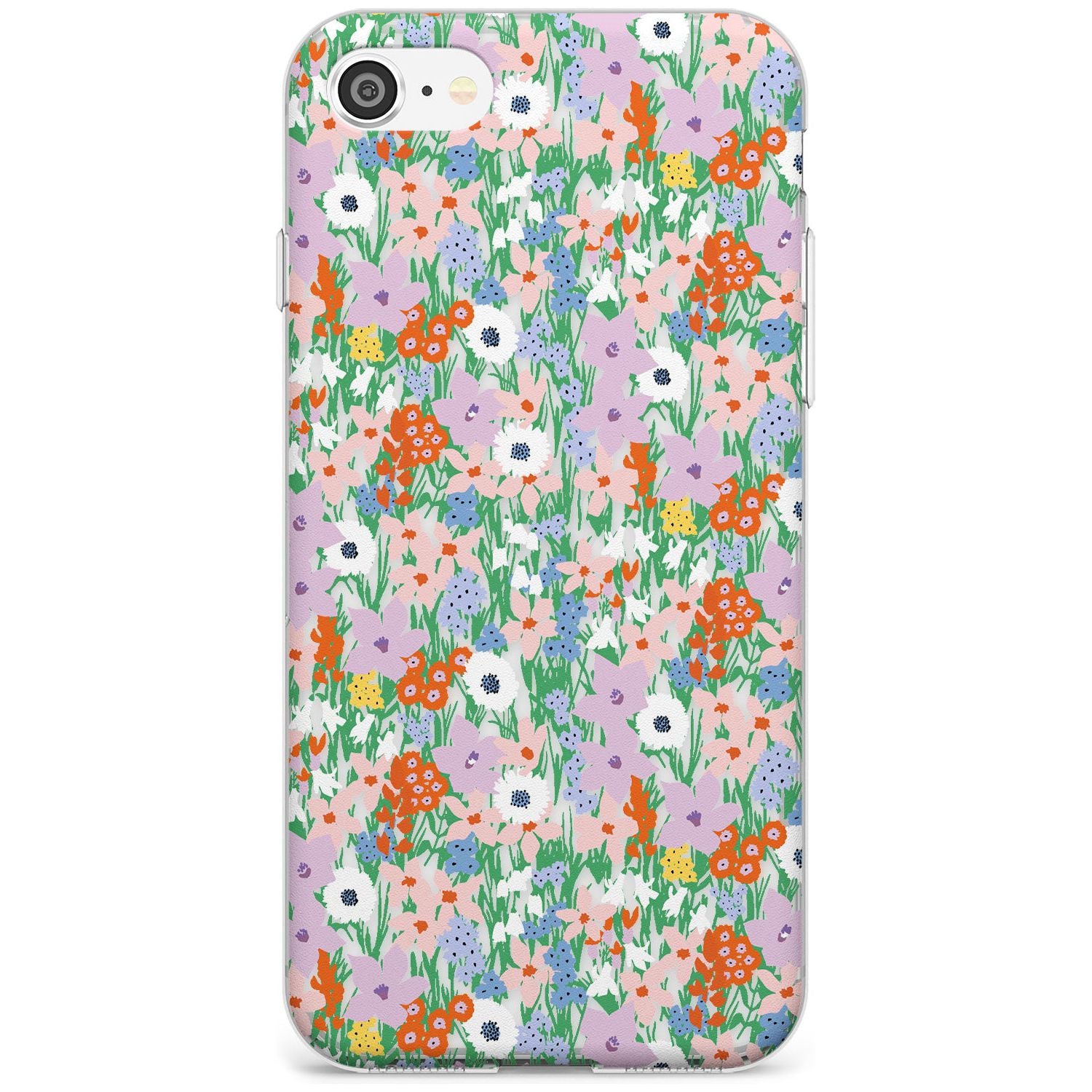 Jazzy Floral Mix: Transparent Black Impact Phone Case for iPhone SE 8 7 Plus