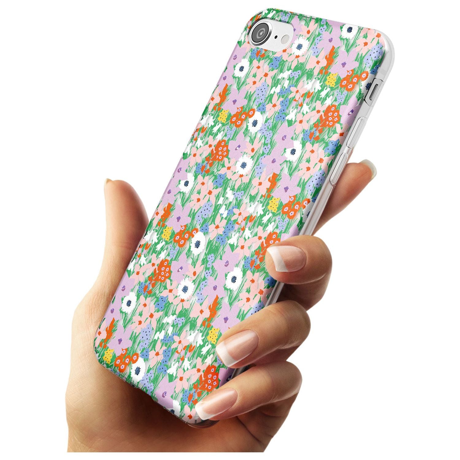 Jazzy Floral Mix: Transparent Black Impact Phone Case for iPhone SE 8 7 Plus