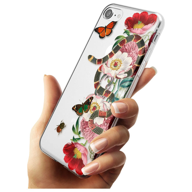 Floral Snake Black Impact Phone Case for iPhone SE 8 7 Plus
