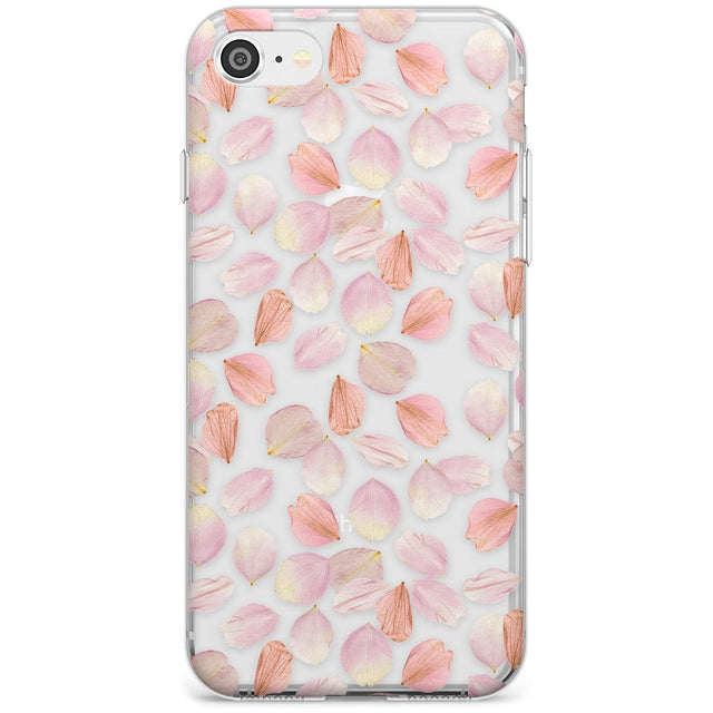 Pink Petals Transparent Design Slim TPU Phone Case for iPhone SE 8 7 Plus