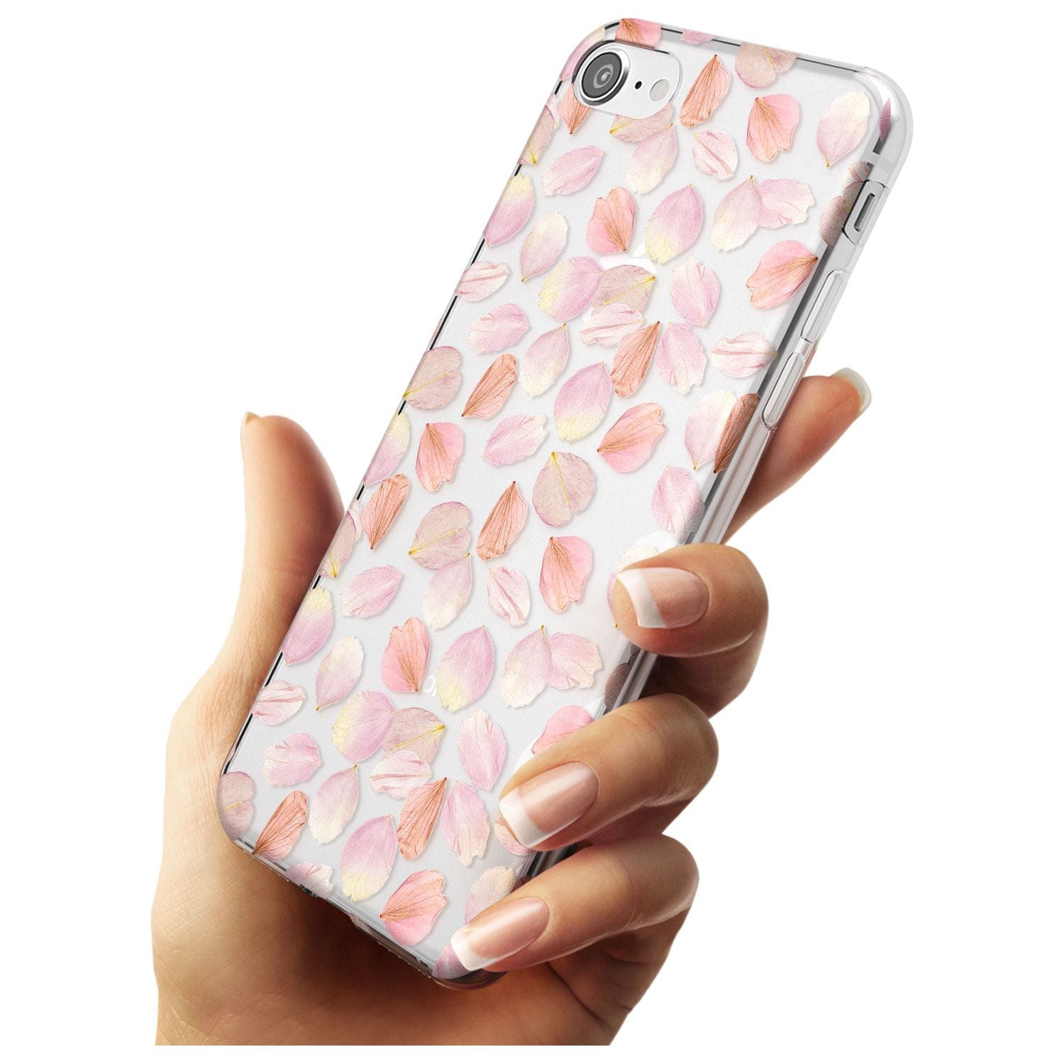 Pink Petals Transparent Design Slim TPU Phone Case for iPhone SE 8 7 Plus