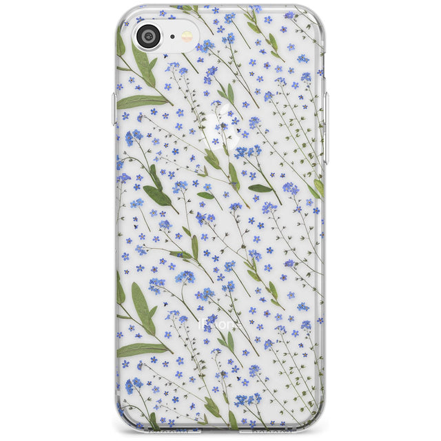 Blue Wild Flower Design Slim TPU Phone Case for iPhone SE 8 7 Plus