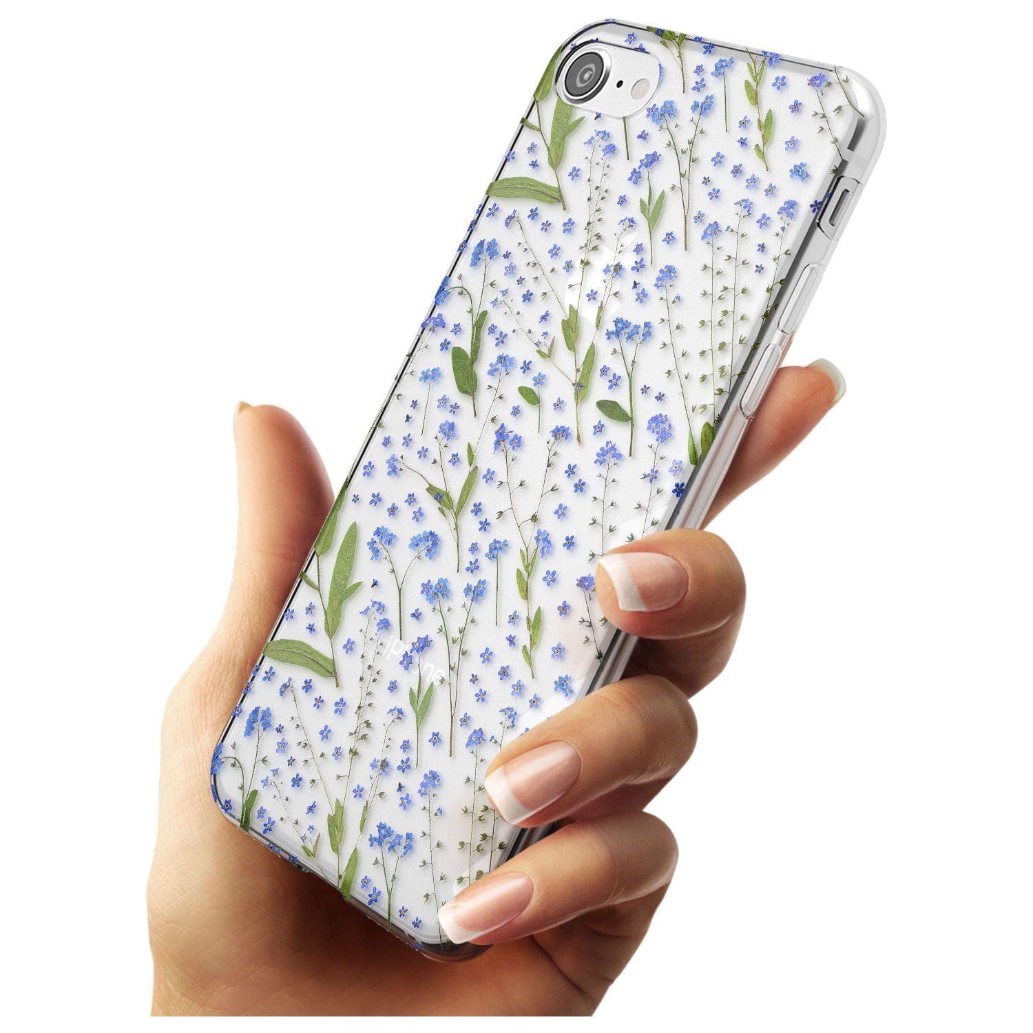 Blue Wild Flower Design Slim TPU Phone Case for iPhone SE 8 7 Plus