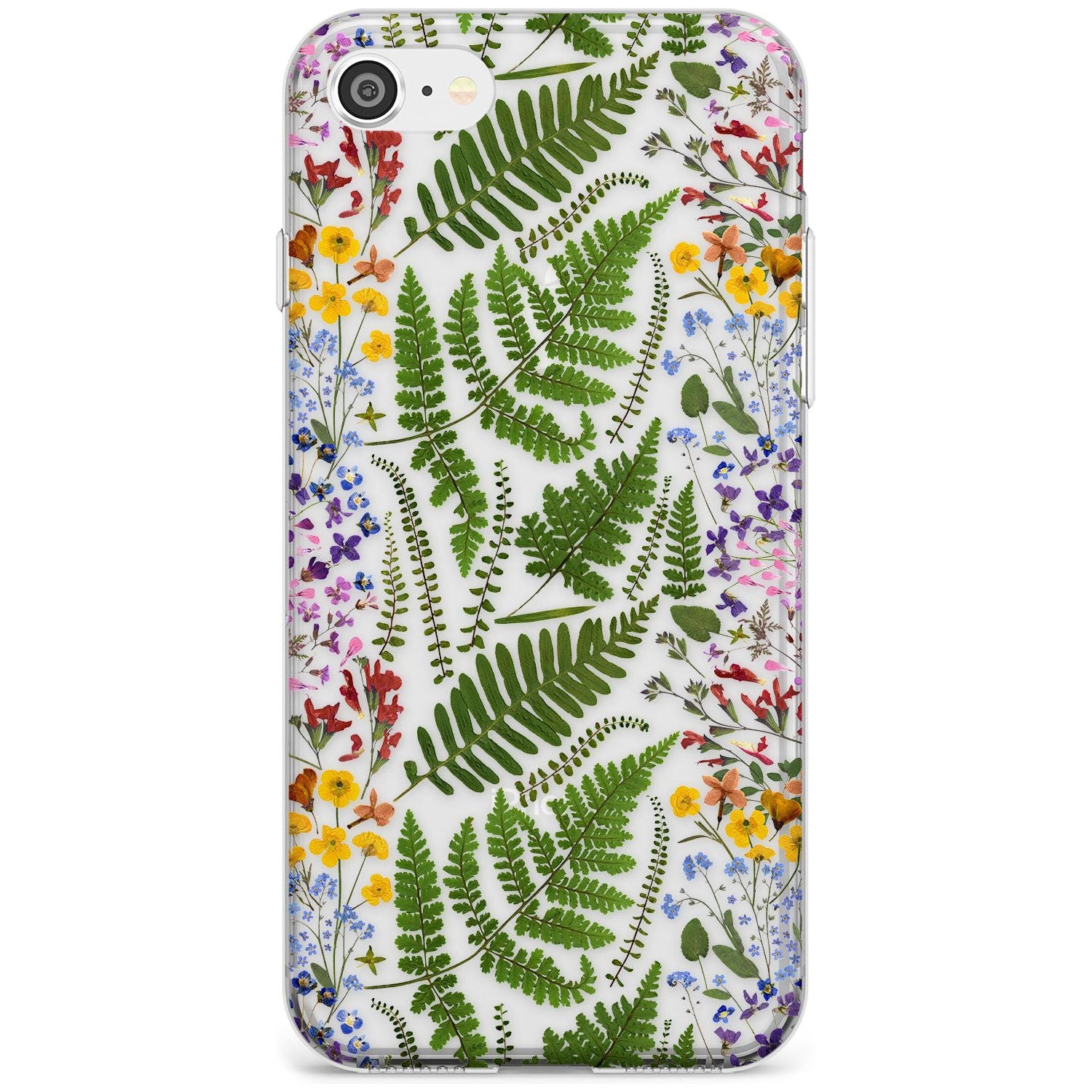 Busy Floral and Fern Design Slim TPU Phone Case for iPhone SE 8 7 Plus