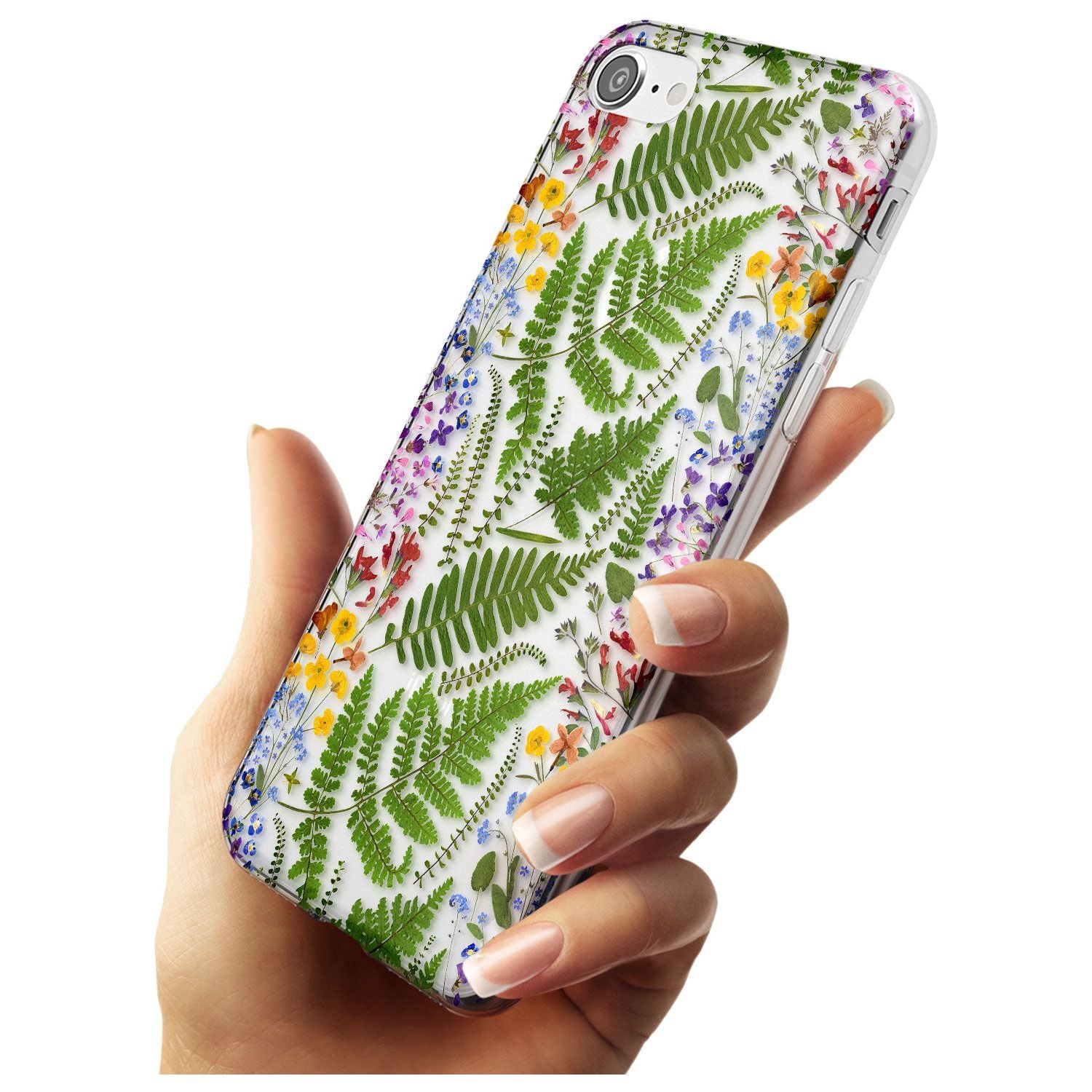 Busy Floral and Fern Design Slim TPU Phone Case for iPhone SE 8 7 Plus