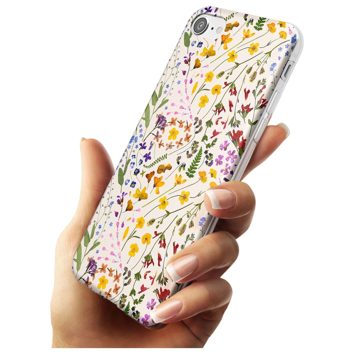 Wildflower & Leaves Cluster Design - Cream Slim TPU Phone Case for iPhone SE 8 7 Plus