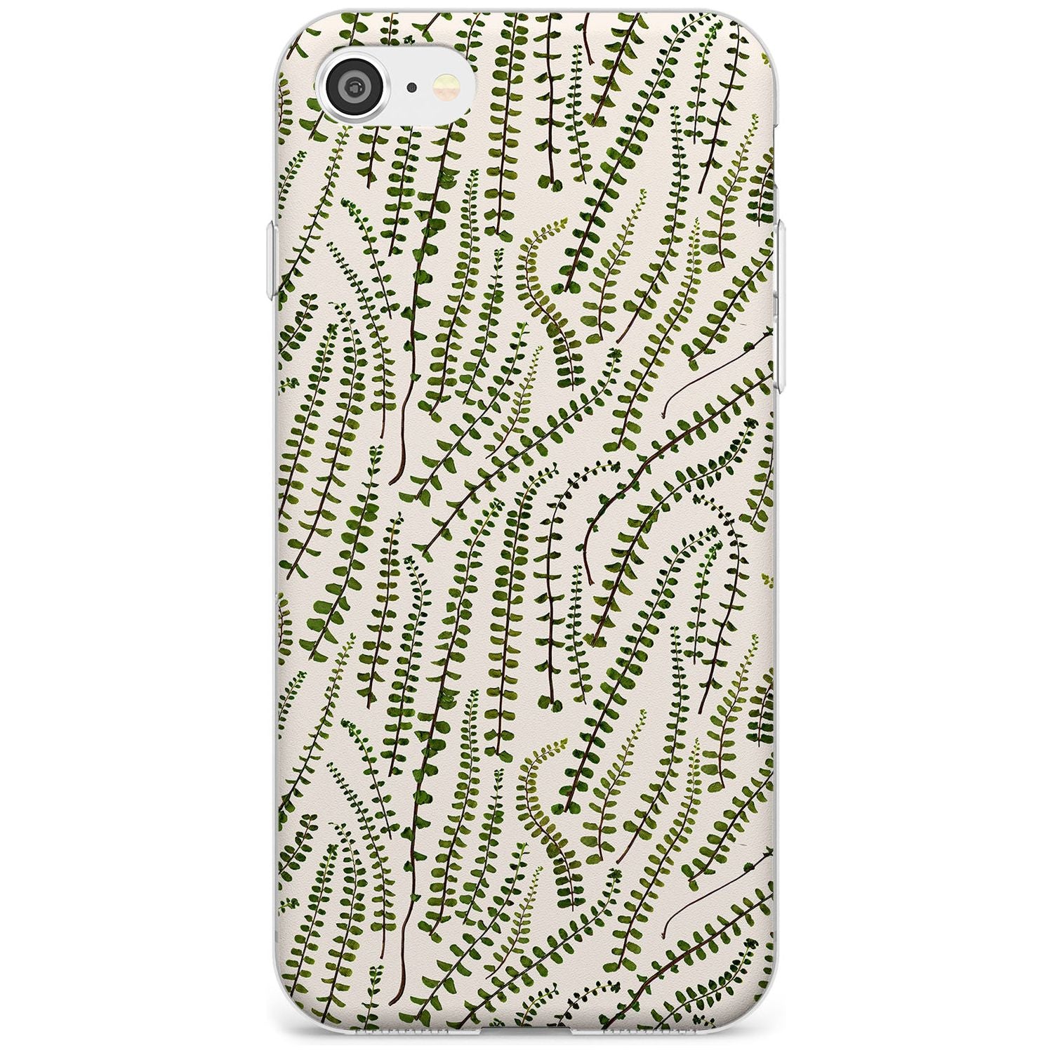 Fern Leaf Pattern Design - Cream Slim TPU Phone Case for iPhone SE 8 7 Plus