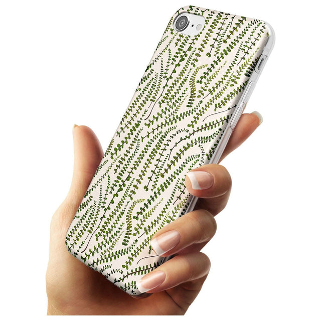 Fern Leaf Pattern Design - Cream Slim TPU Phone Case for iPhone SE 8 7 Plus