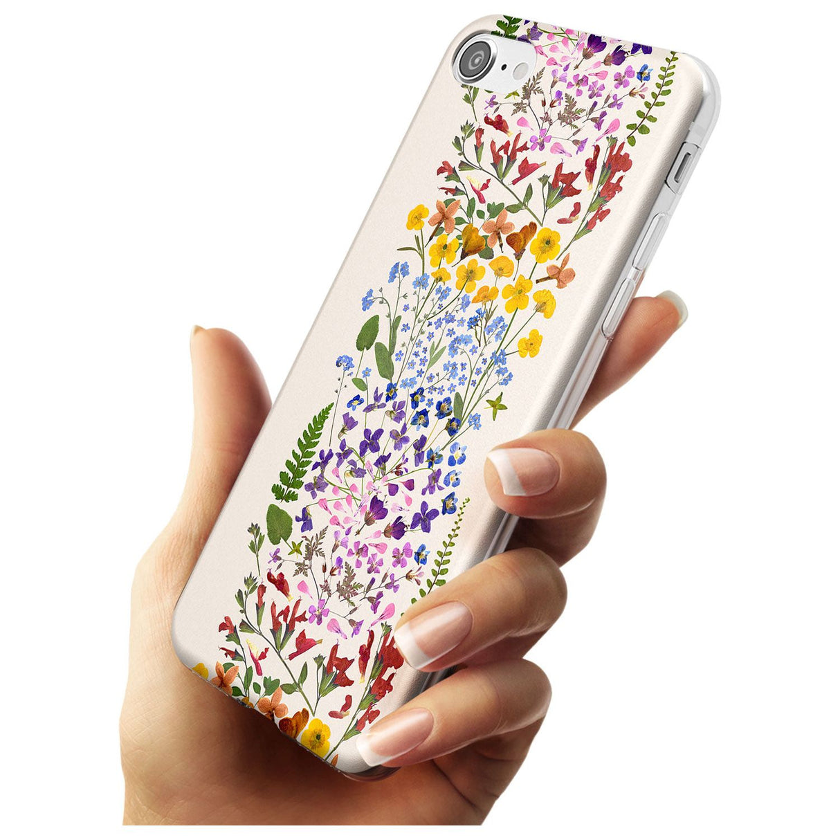 Wildflower Stripe Design - Cream Slim TPU Phone Case for iPhone SE 8 7 Plus