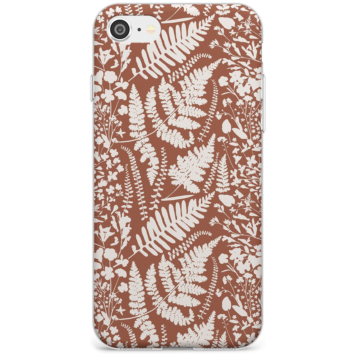Wildflowers and Ferns on Terracotta Slim TPU Phone Case for iPhone SE 8 7 Plus