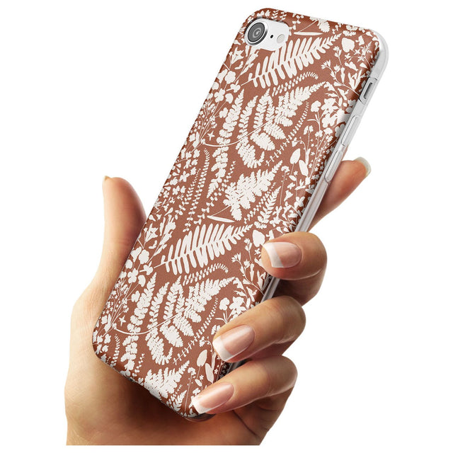 Wildflowers and Ferns on Terracotta Slim TPU Phone Case for iPhone SE 8 7 Plus