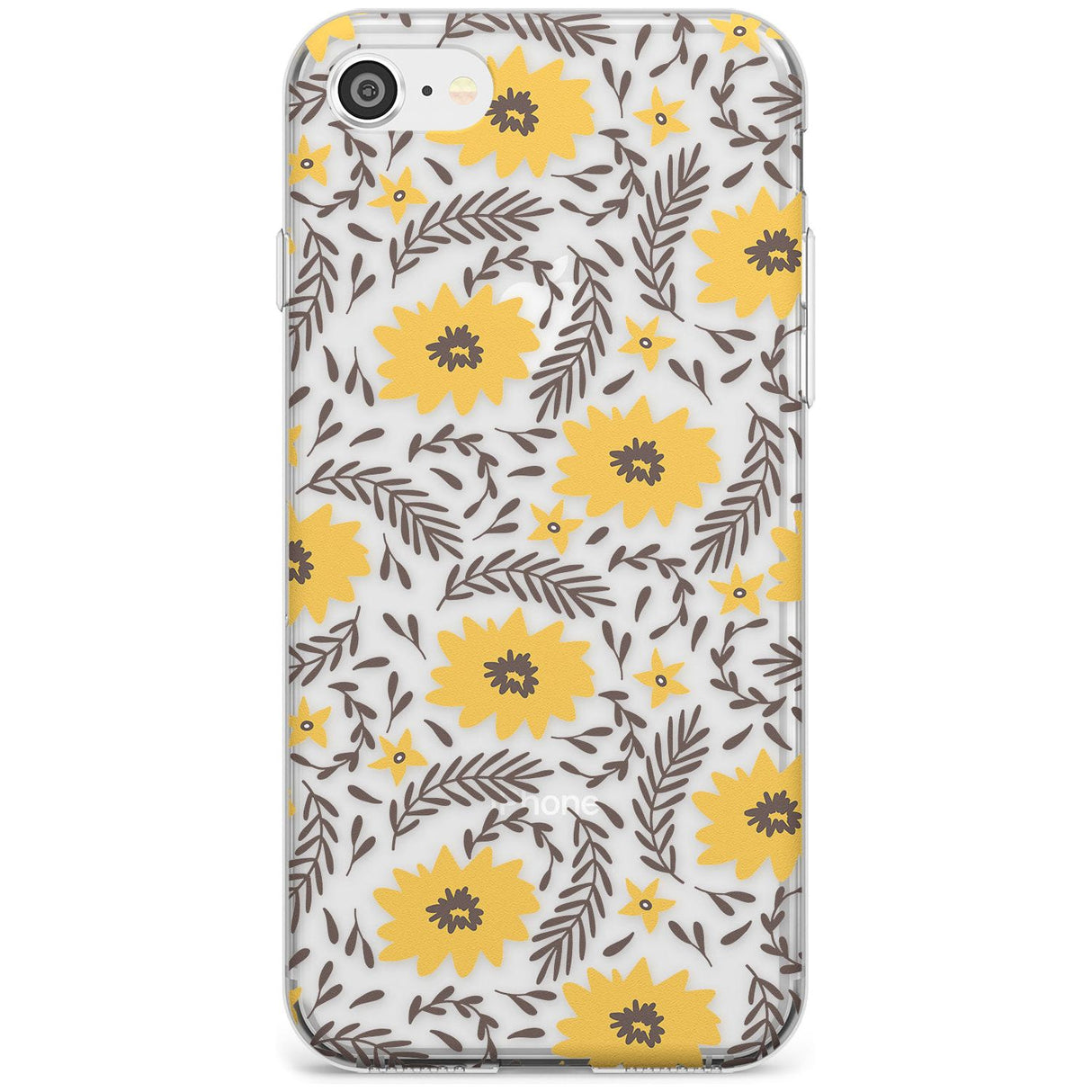 Yellow Blossoms Transparent Floral Slim TPU Phone Case for iPhone SE 8 7 Plus