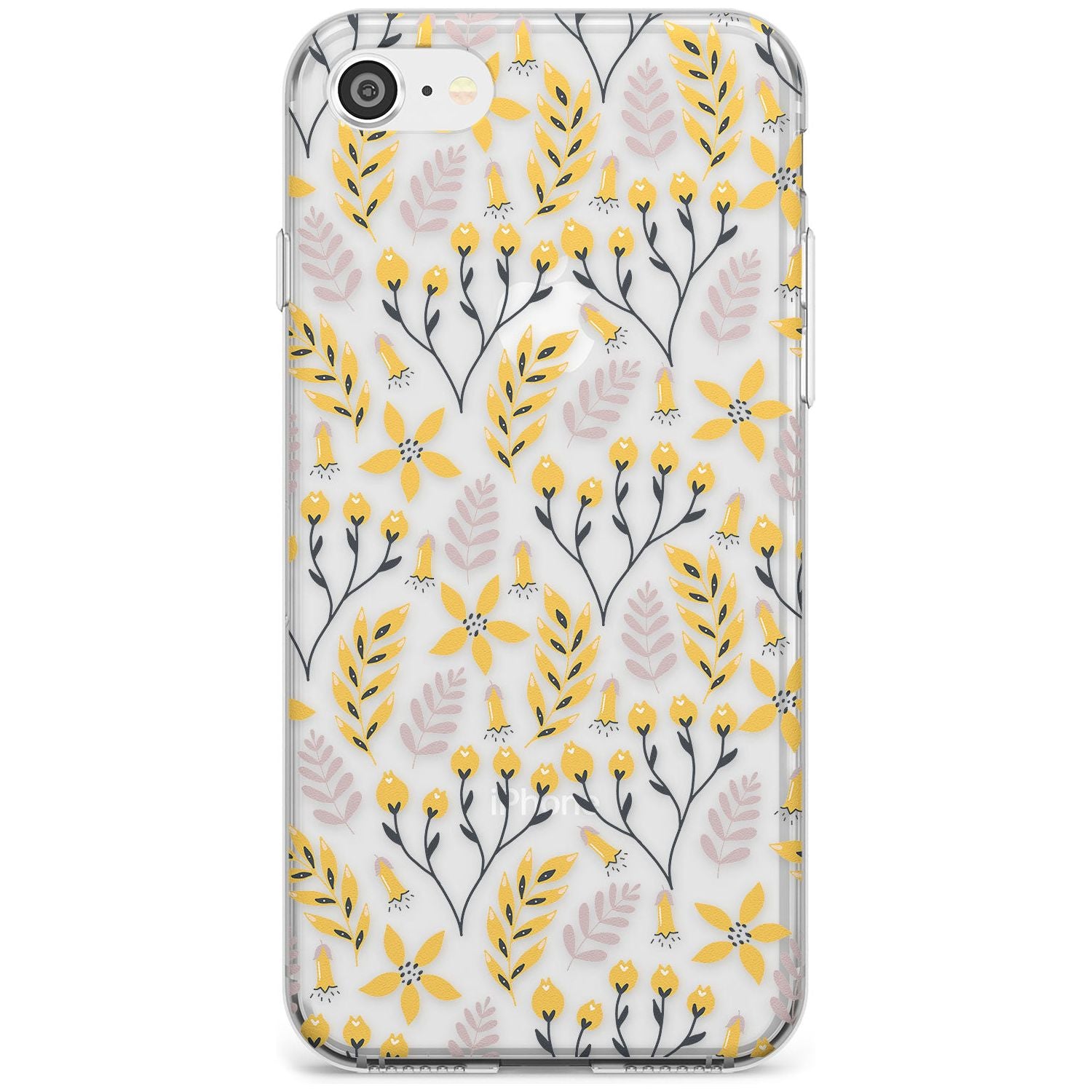 Yellow Leaves Transparent Floral Slim TPU Phone Case for iPhone SE 8 7 Plus