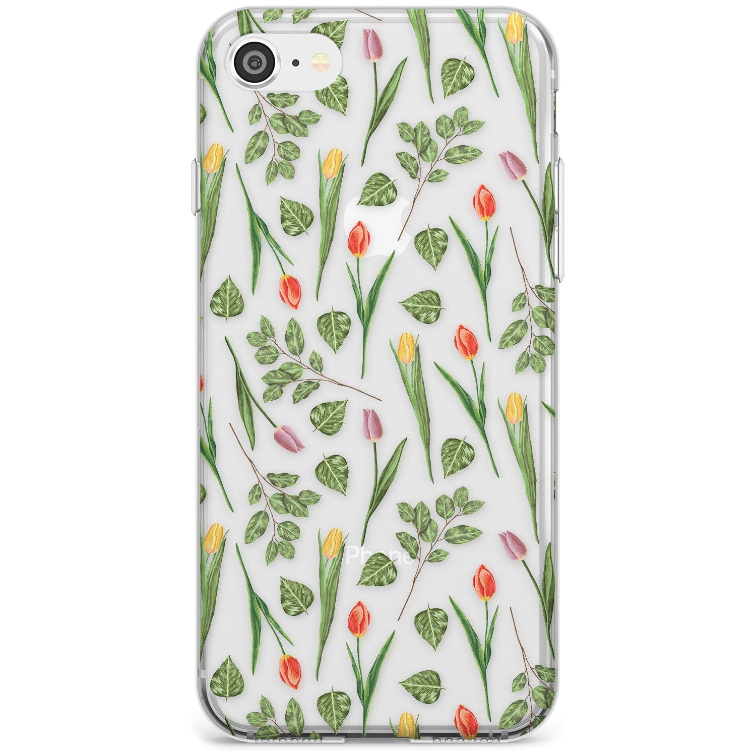 Spring Tulips Transparent Floral Slim TPU Phone Case for iPhone SE 8 7 Plus