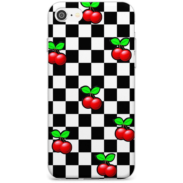 Checkered Cherry Slim TPU Phone Case for iPhone SE 8 7 Plus