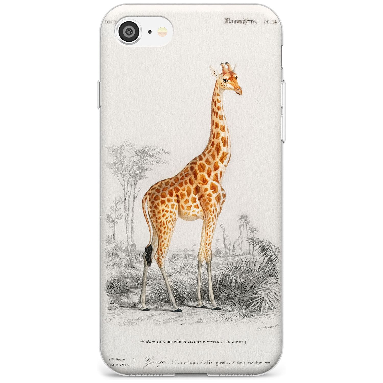 Vintage Girafe Art Slim TPU Phone Case for iPhone SE 8 7 Plus