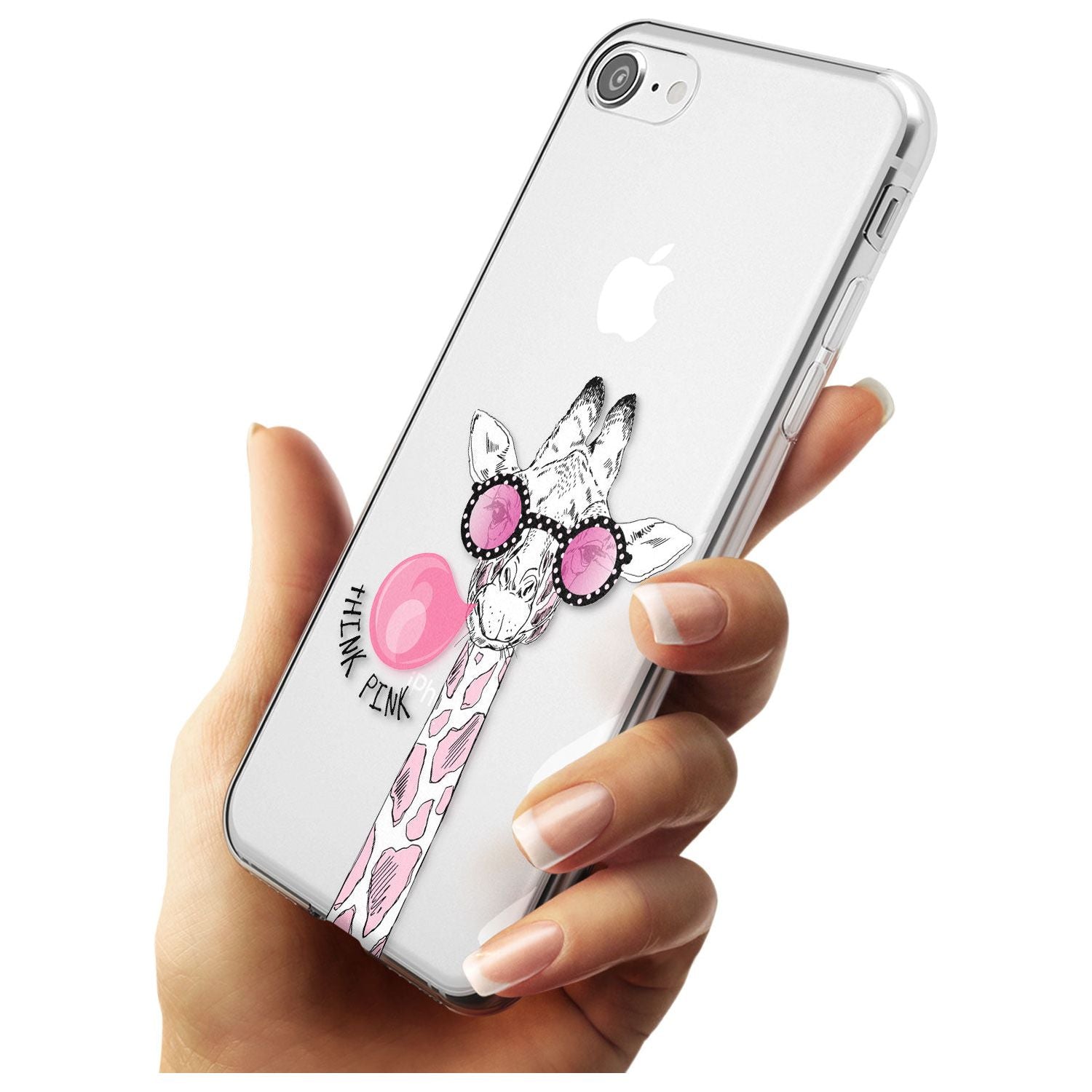 Think Pink Giraffe Slim TPU Phone Case for iPhone SE 8 7 Plus