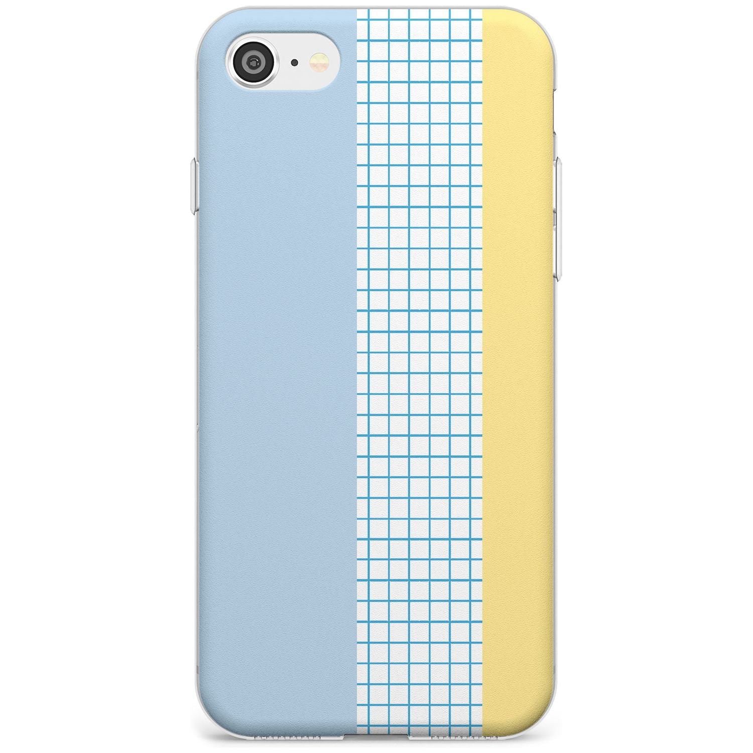 Abstract Grid Blue & Yellow Slim TPU Phone Case for iPhone SE 8 7 Plus