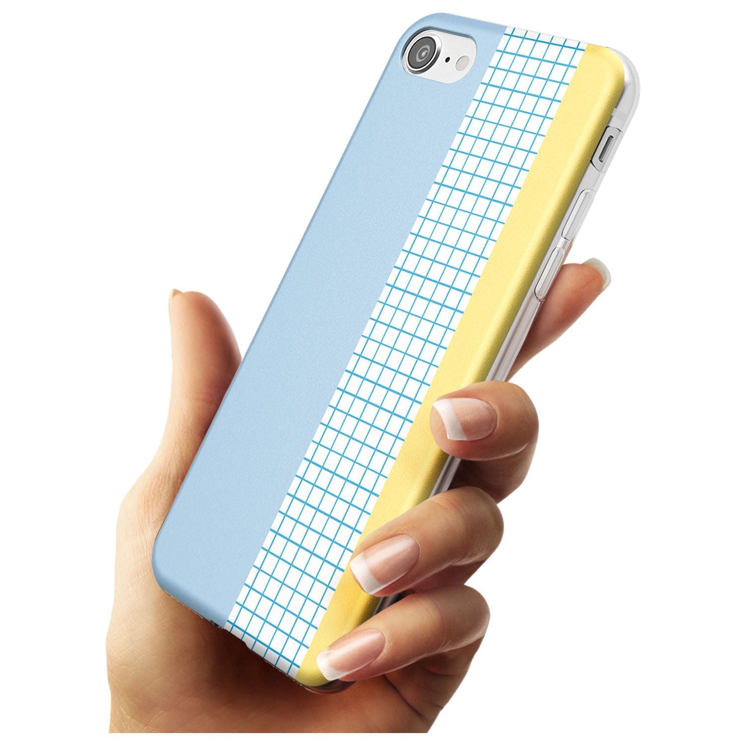 Abstract Grid Blue & Yellow Slim TPU Phone Case for iPhone SE 8 7 Plus