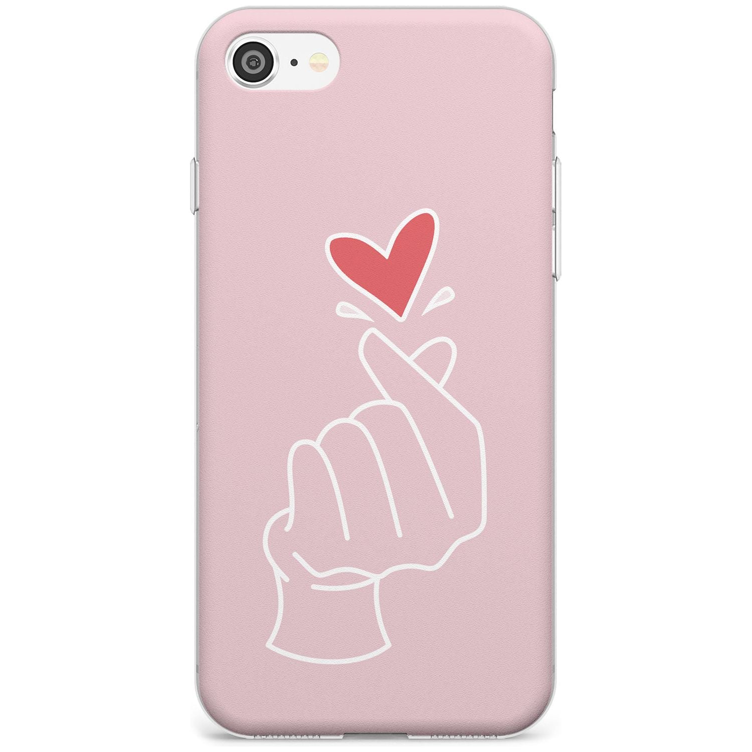 Finger Heart in Pink Black Impact Phone Case for iPhone SE 8 7 Plus