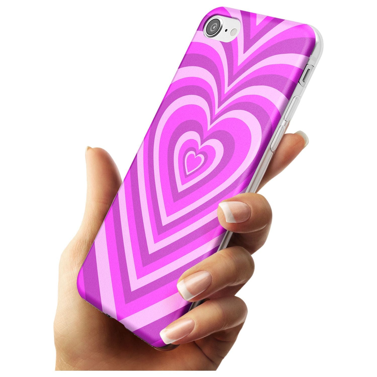 Pink Heart Illusion Slim TPU Phone Case for iPhone SE 8 7 Plus