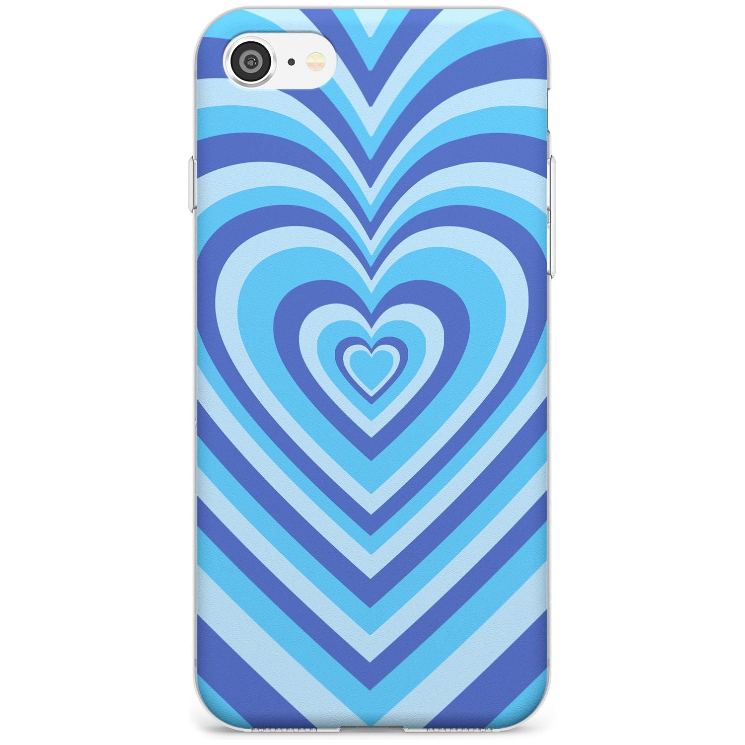 Blue Heart Illusion Slim TPU Phone Case for iPhone SE 8 7 Plus