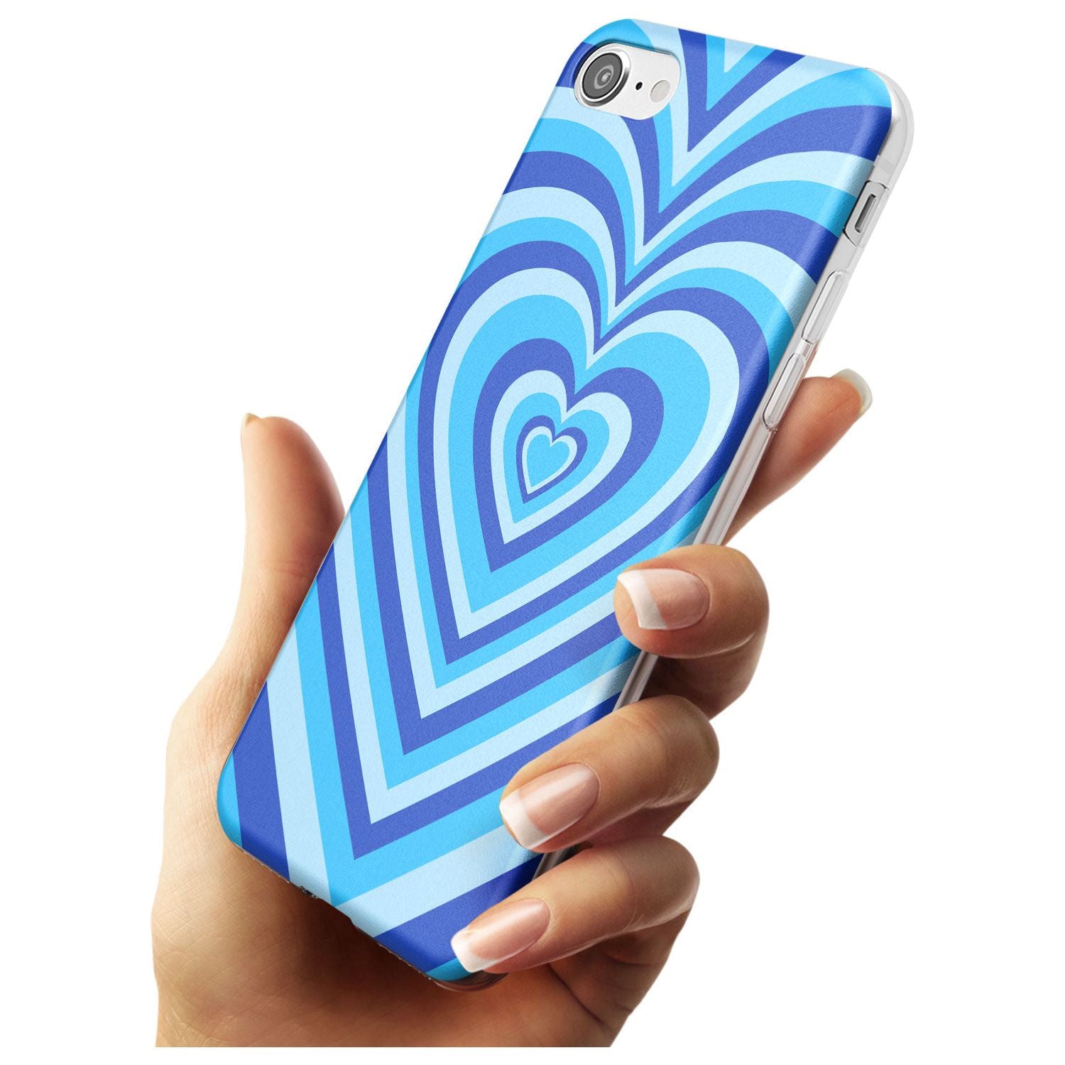 Blue Heart Illusion Slim TPU Phone Case for iPhone SE 8 7 Plus