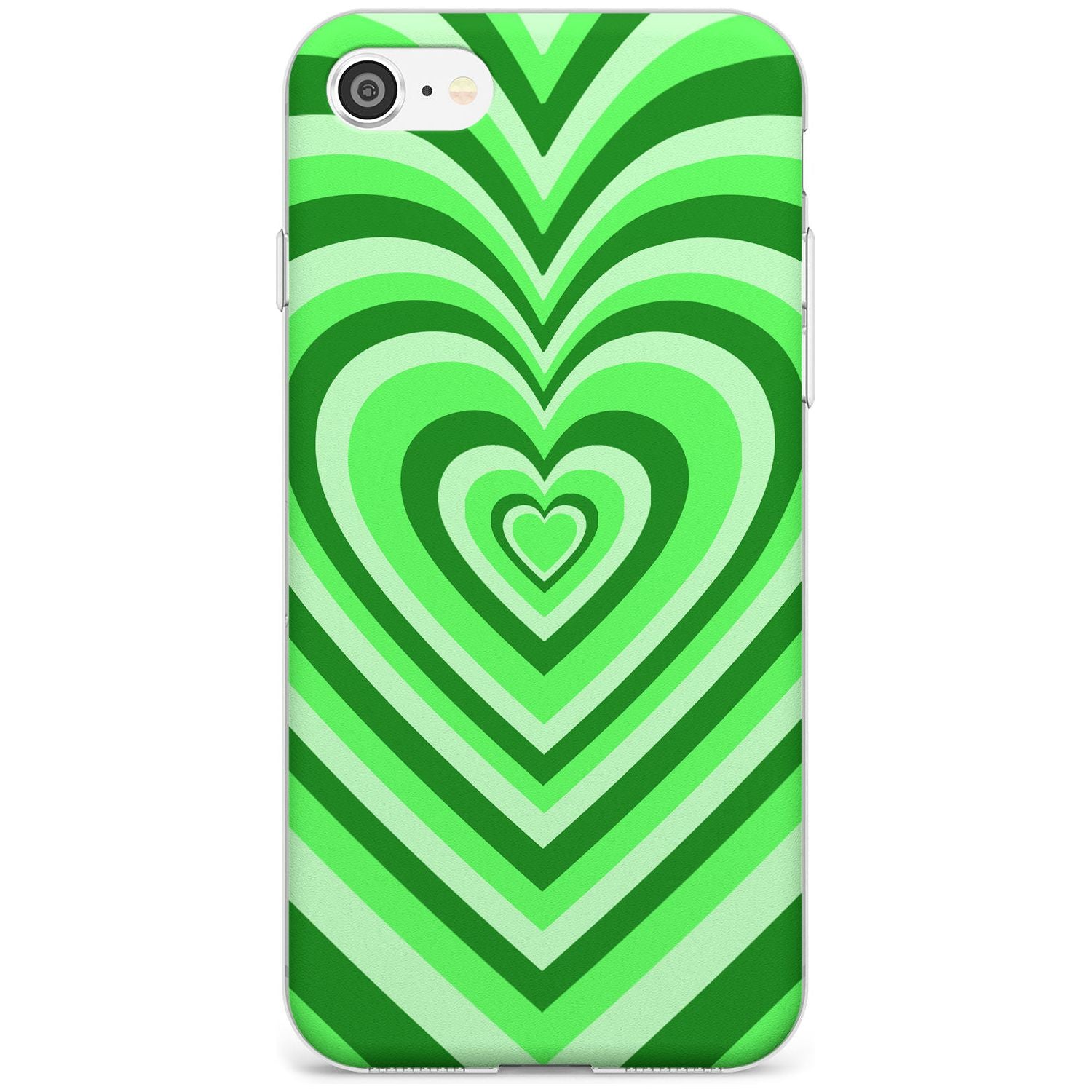 Green Heart Illusion Slim TPU Phone Case for iPhone SE 8 7 Plus