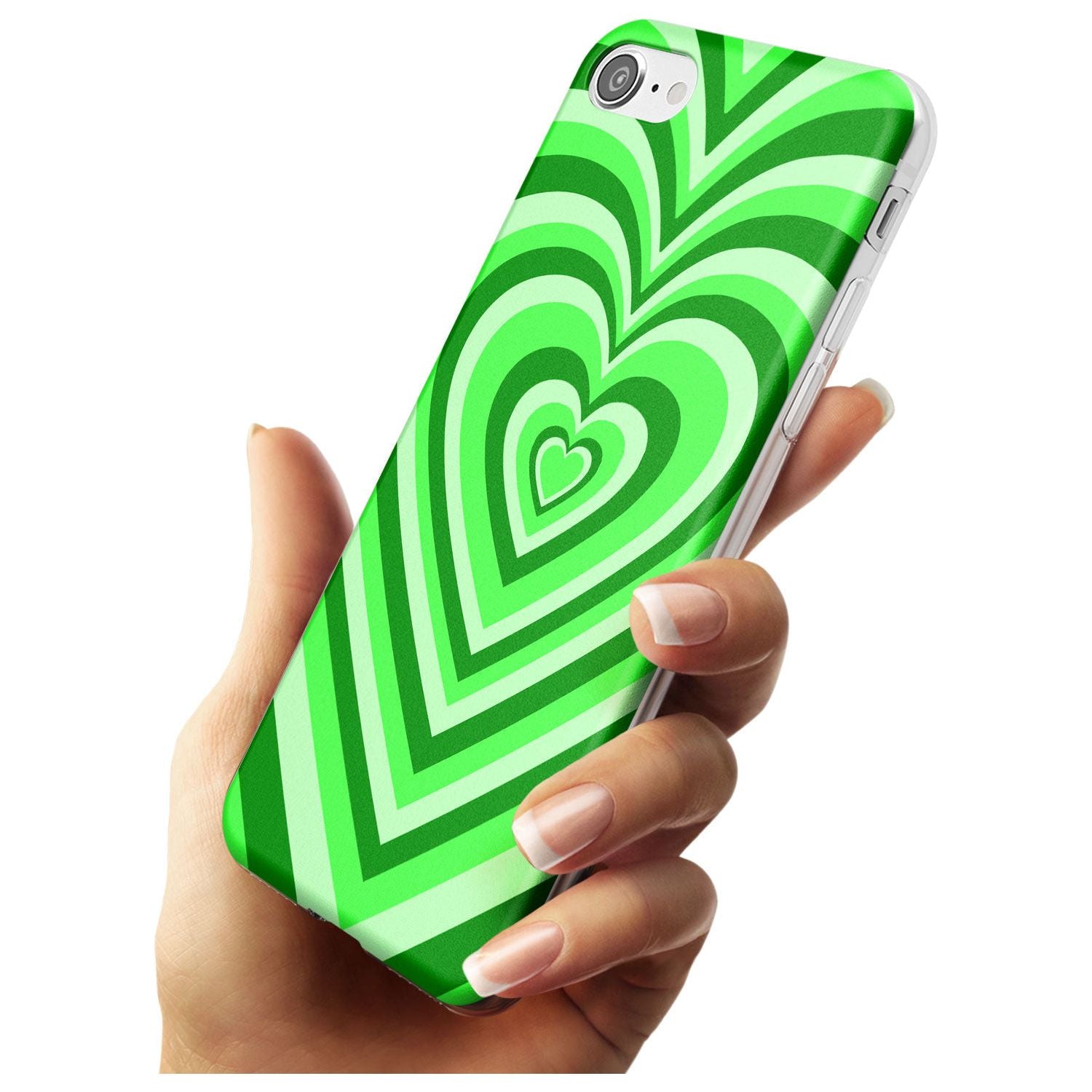 Green Heart Illusion Slim TPU Phone Case for iPhone SE 8 7 Plus