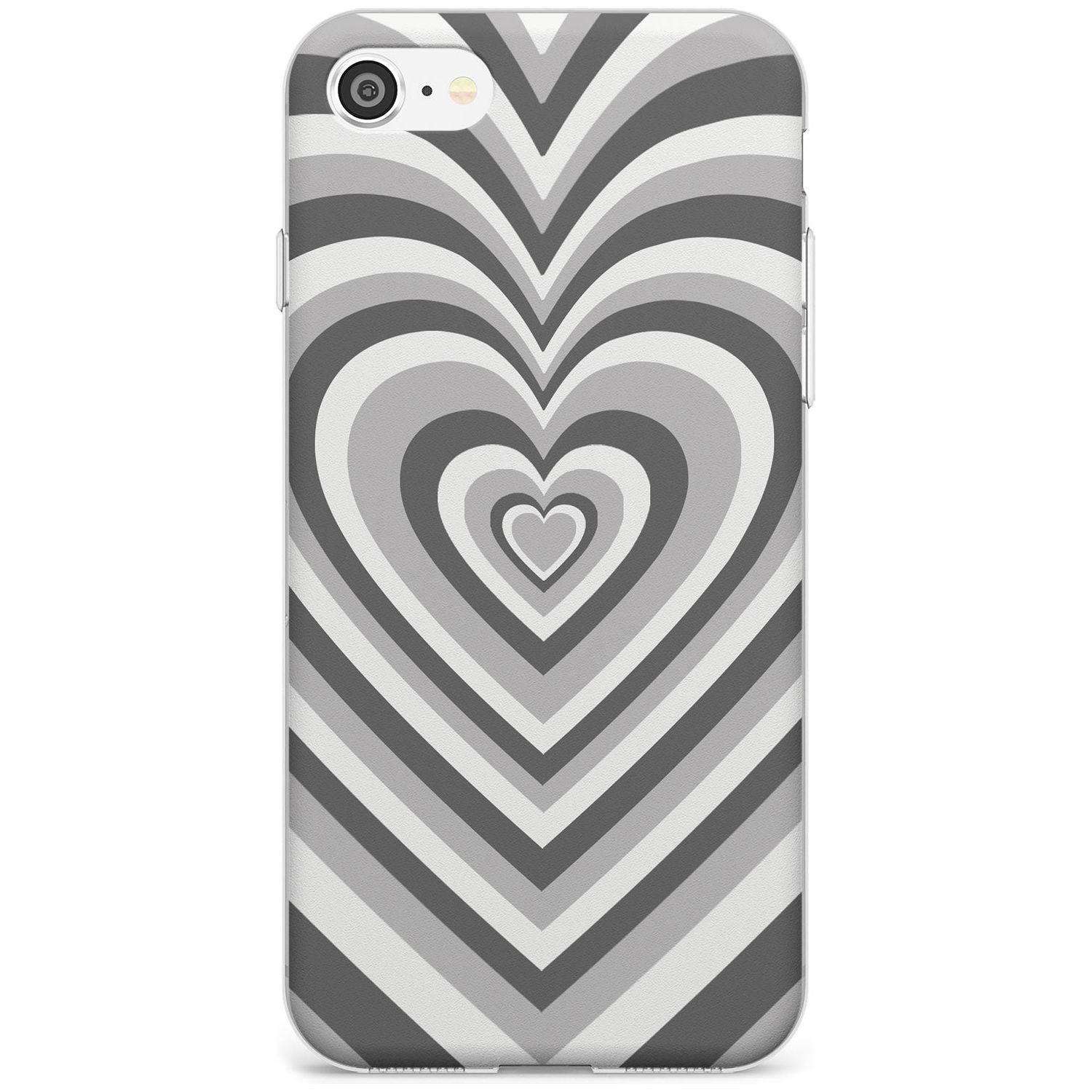 Monochrome Heart Illusion Phone Case iPhone SE / Clear Case,iPhone 7/8 / Clear Case Blanc Space