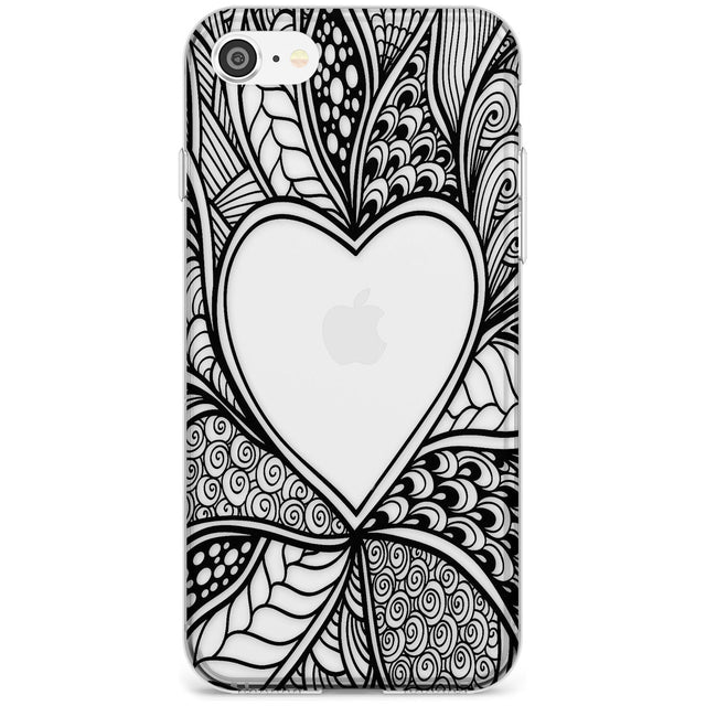 Black Henna Heart Slim TPU Phone Case for iPhone SE 8 7 Plus