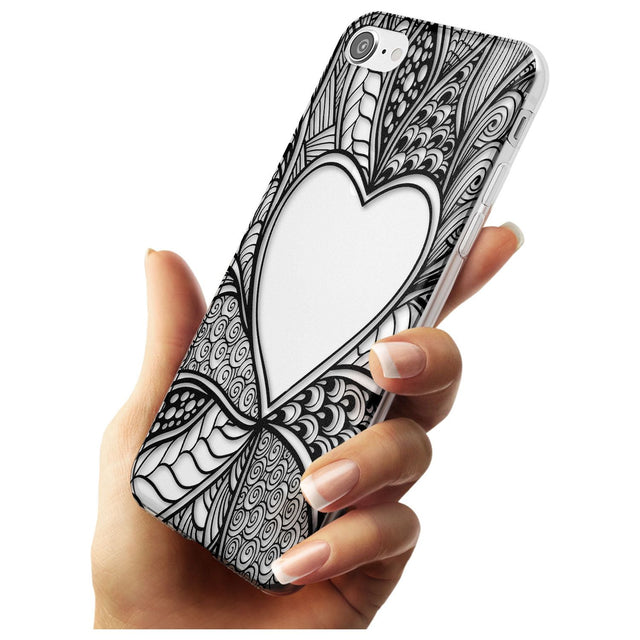 Black Henna Heart Slim TPU Phone Case for iPhone SE 8 7 Plus