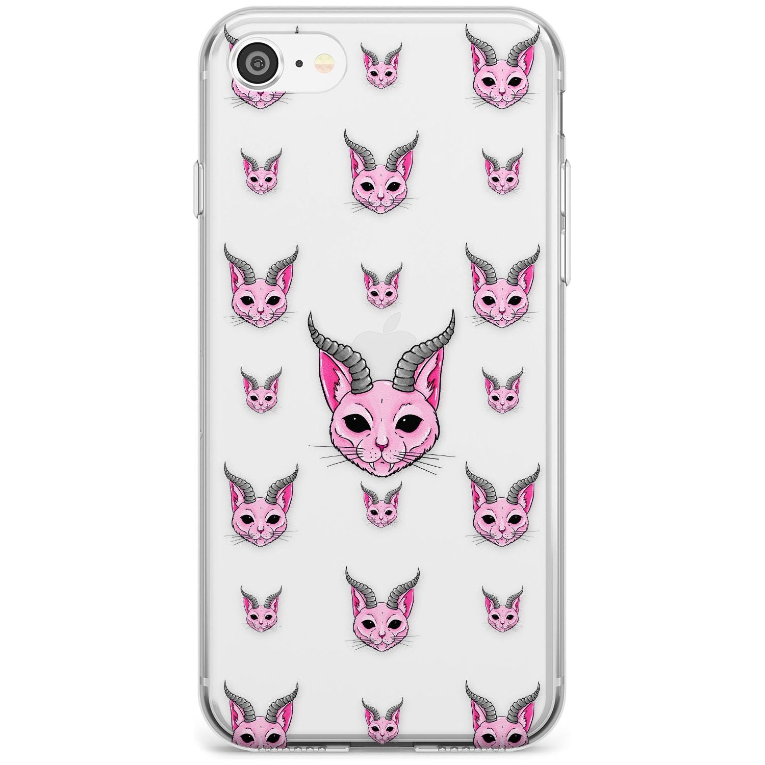 Demon Cat Pattern Phone Case iPhone SE / Clear Case,iPhone 7/8 / Clear Case Blanc Space