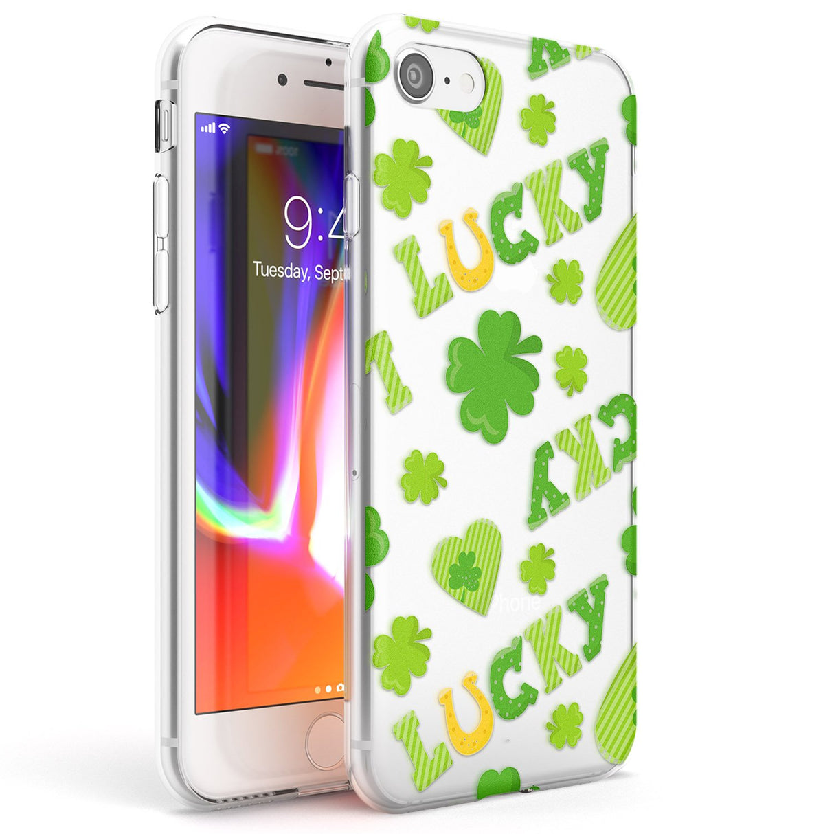 Lucky Irish Clover Phone Case iPhone 7/8 / Clear Case,iPhone SE / Clear Case Blanc Space