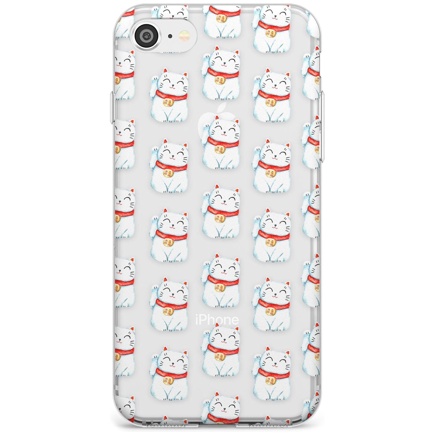 Lucky Cat Maneki-Neko Japanese Pattern Slim TPU Phone Case for iPhone SE 8 7 Plus