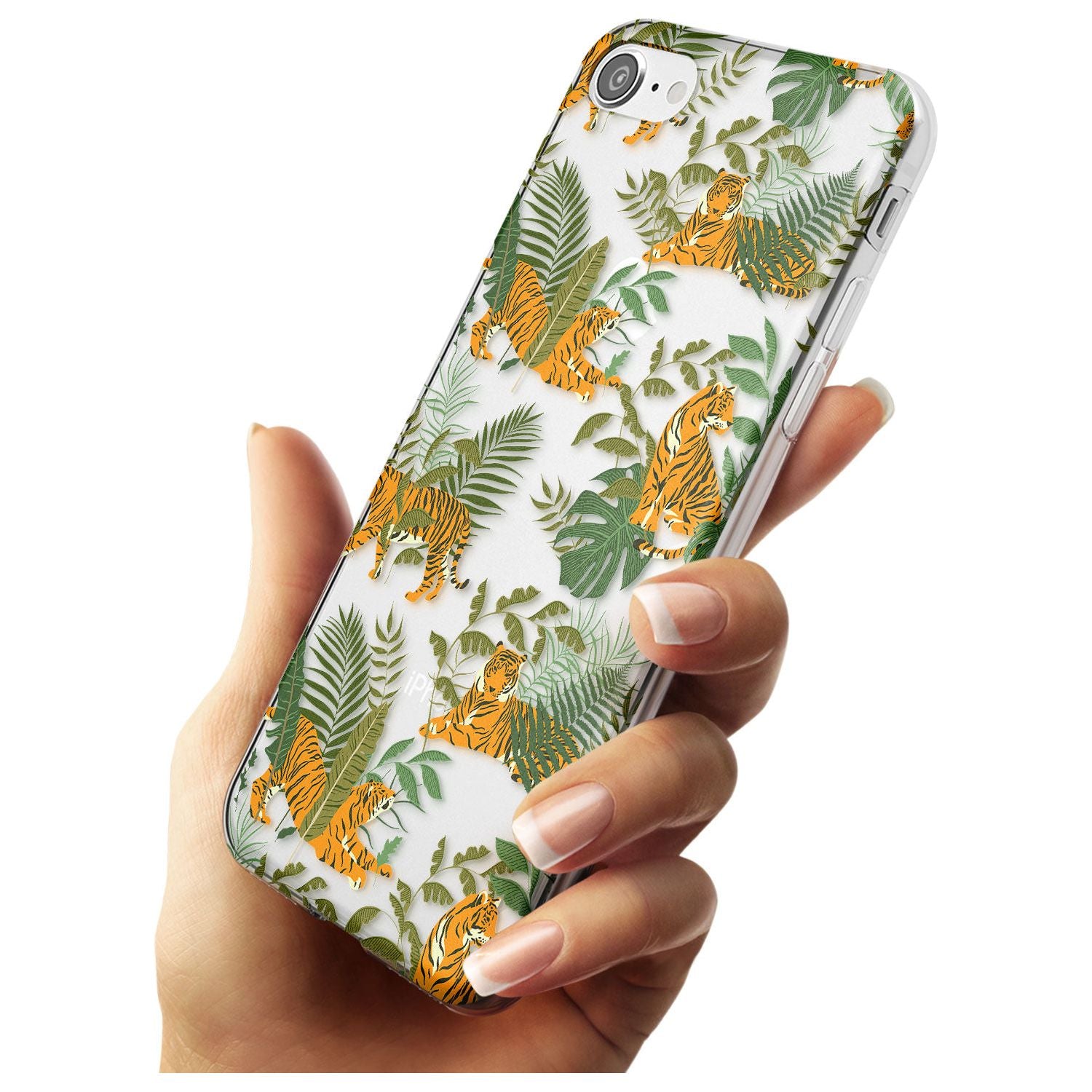 ClearTiger & Fern Jungle Cat Pattern Slim TPU Phone Case for iPhone SE 8 7 Plus