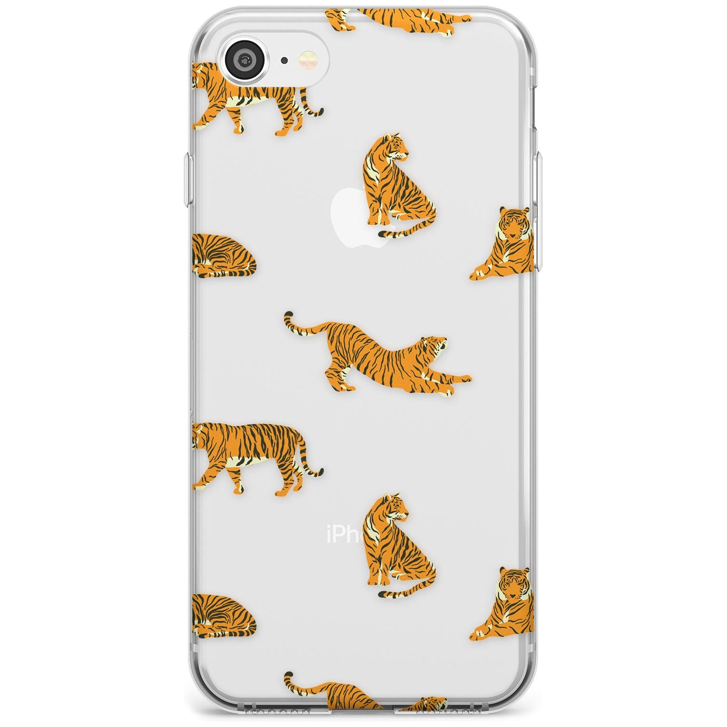 Clear Tiger Jungle Cat Pattern Slim TPU Phone Case for iPhone SE 8 7 Plus