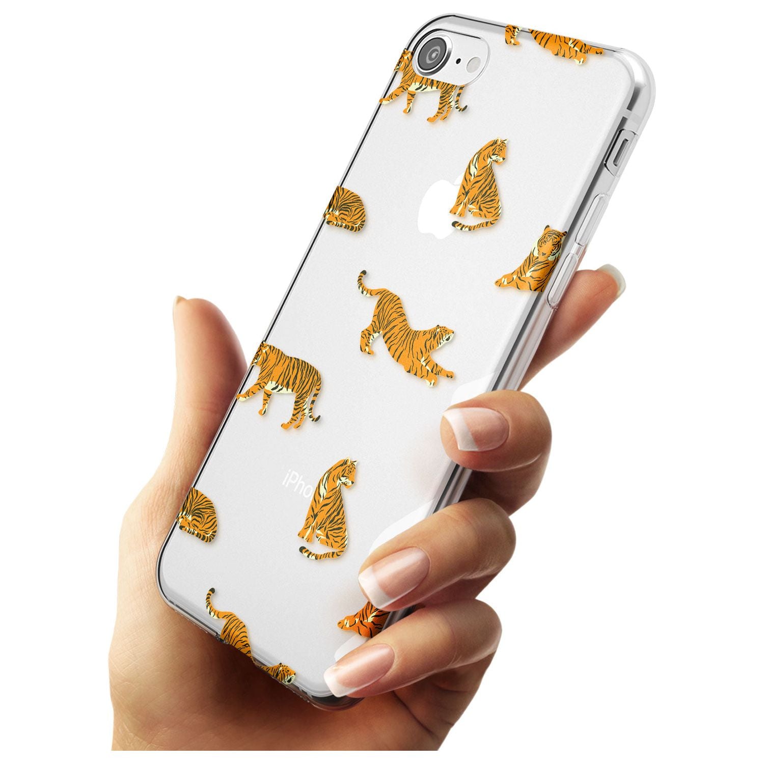 Clear Tiger Jungle Cat Pattern Slim TPU Phone Case for iPhone SE 8 7 Plus