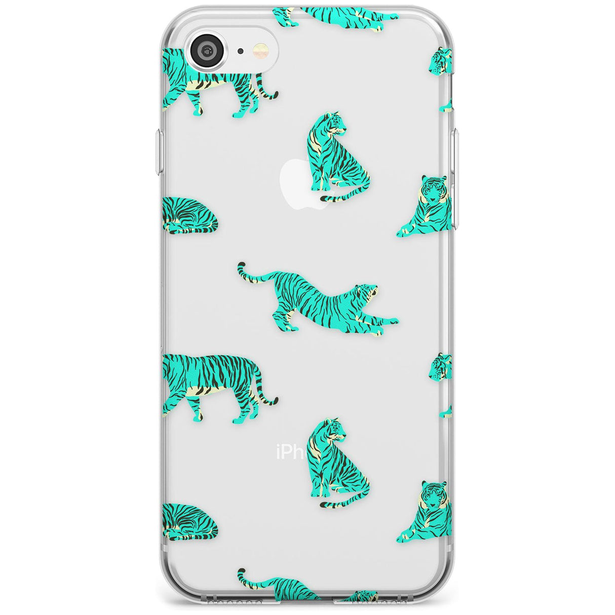 Turquoise Tiger Jungle Cat Pattern Slim TPU Phone Case for iPhone SE 8 7 Plus