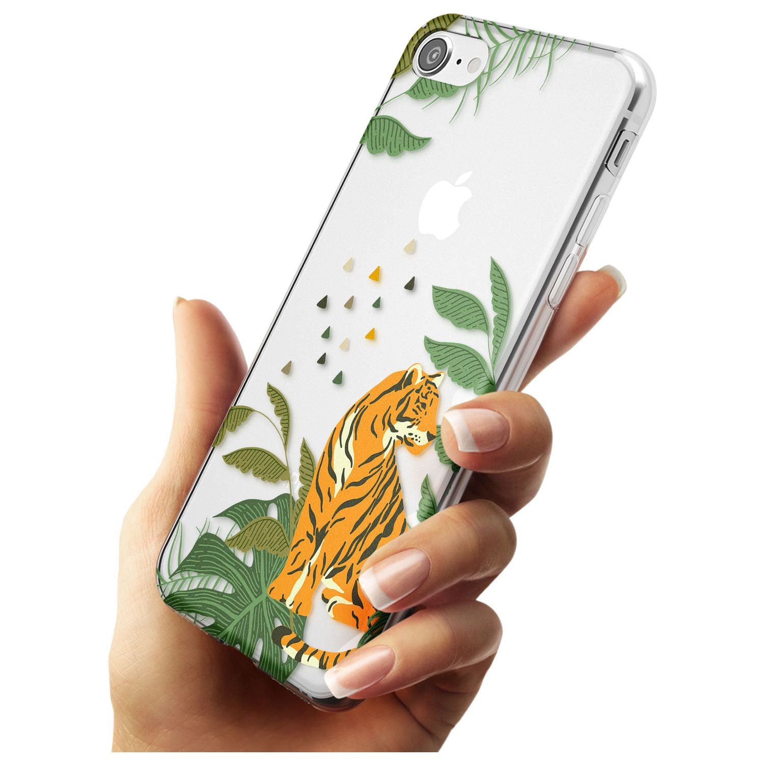 Large Tiger Clear Jungle Cat Pattern Slim TPU Phone Case for iPhone SE 8 7 Plus