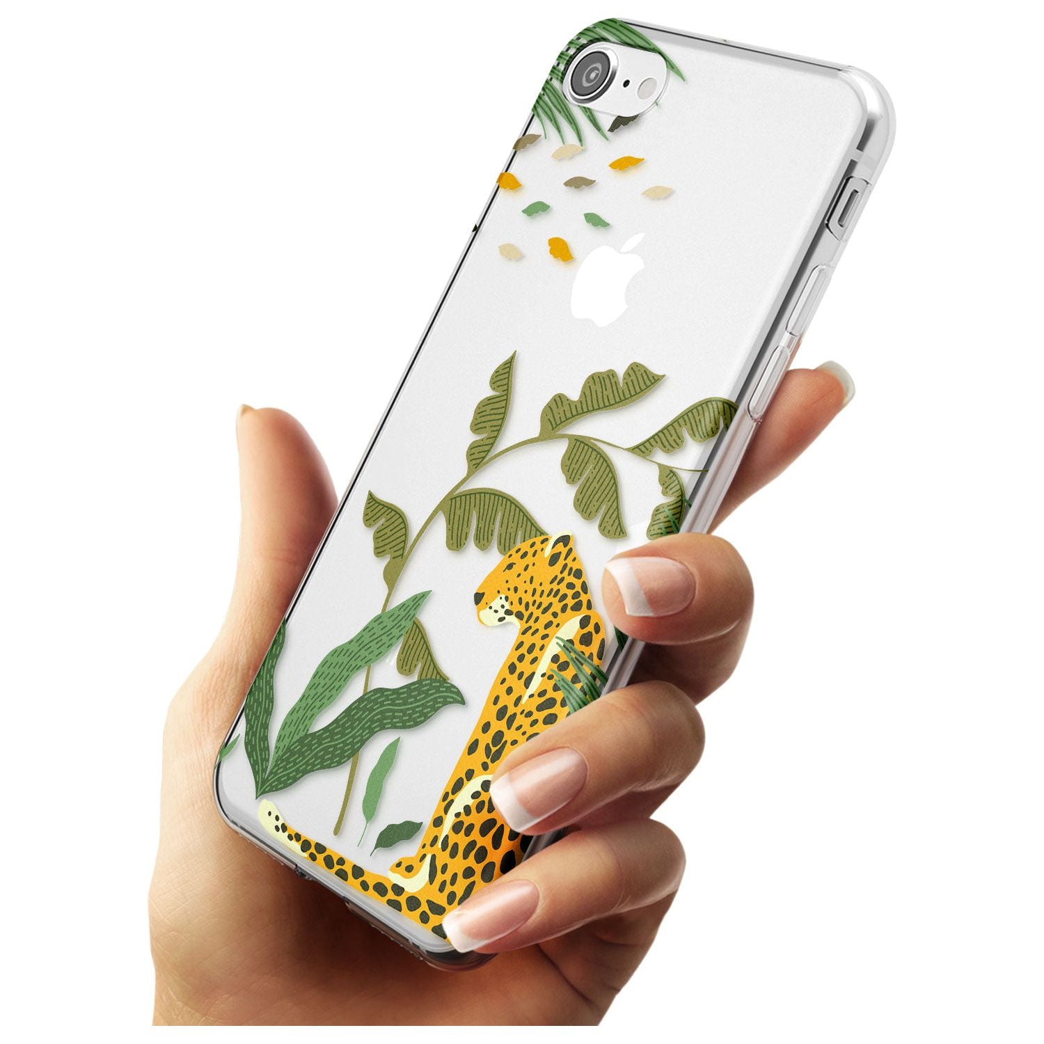Large Jaguar Clear Jungle Cat Pattern Slim TPU Phone Case for iPhone SE 8 7 Plus