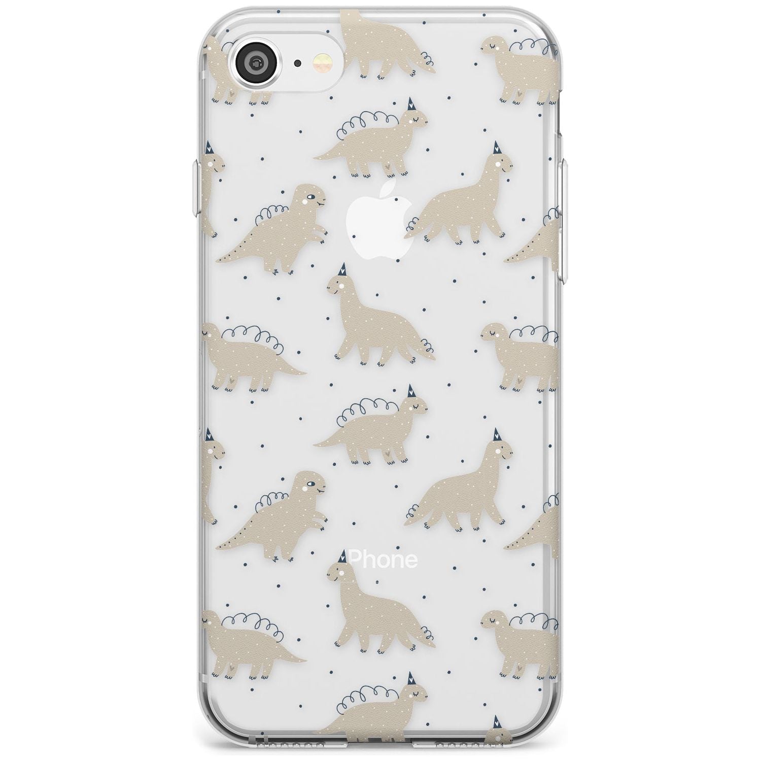 Adorable Dinosaurs Pattern (Clear) Slim TPU Phone Case for iPhone SE 8 7 Plus