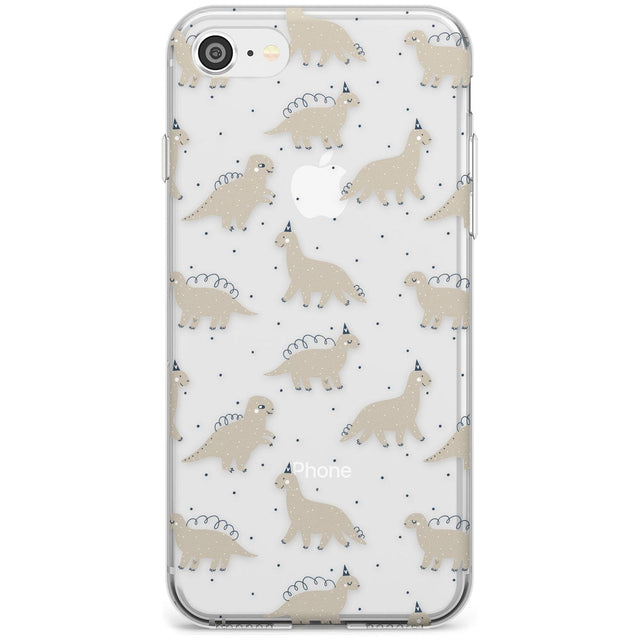 Adorable Dinosaurs Pattern (Clear) Slim TPU Phone Case for iPhone SE 8 7 Plus