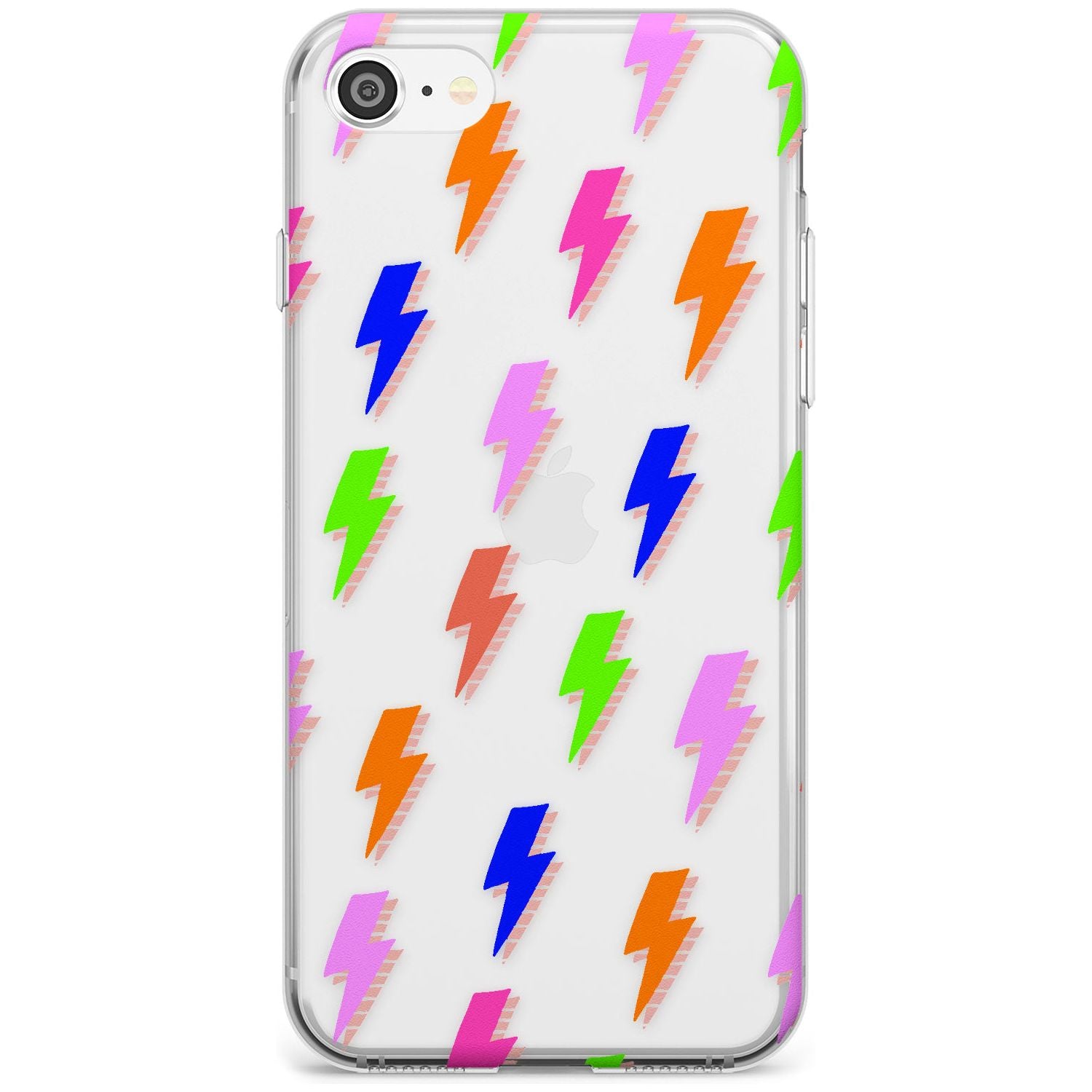 Rainbow Pop Lightning Black Impact Phone Case for iPhone SE 8 7 Plus