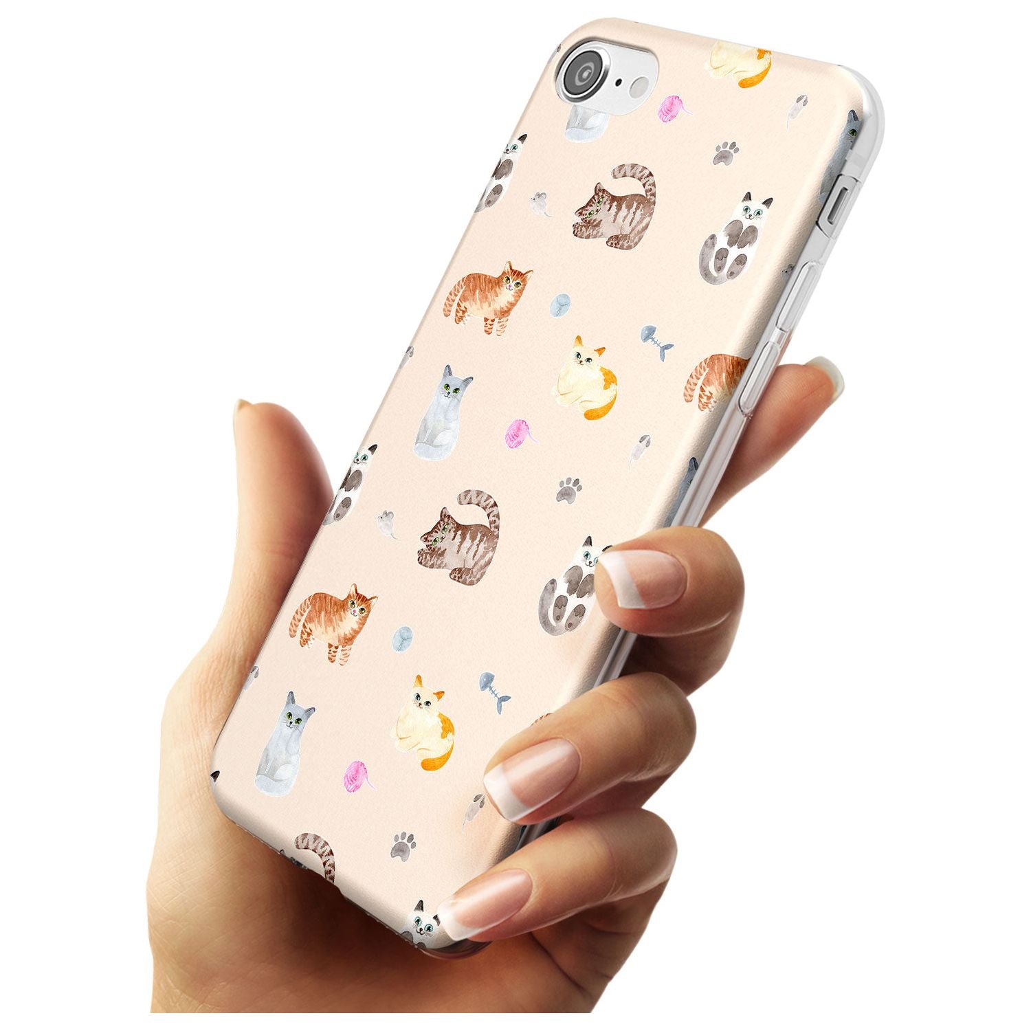 Cats with Toys Black Impact Phone Case for iPhone SE 8 7 Plus