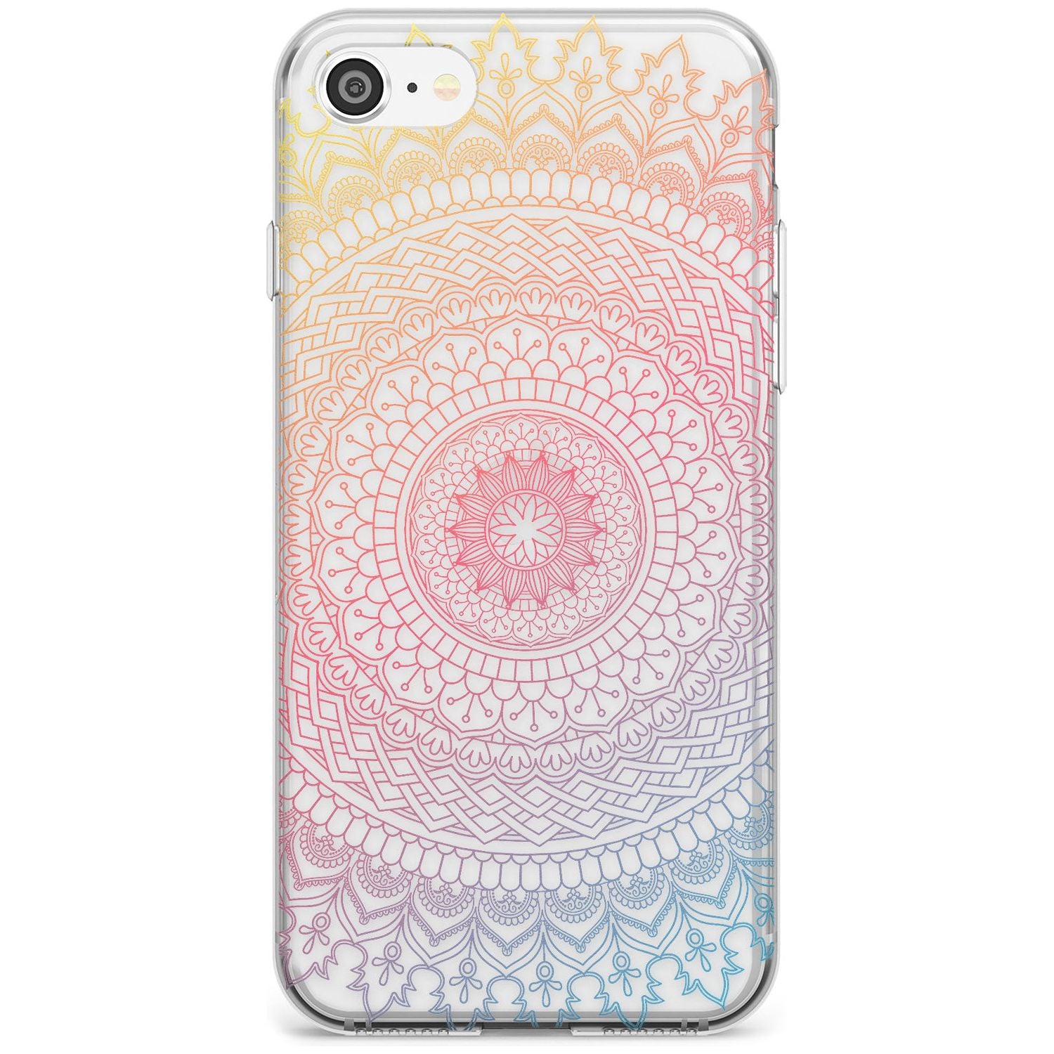 Large Rainbow Mandala Transparent Design Black Impact Phone Case for iPhone SE 8 7 Plus