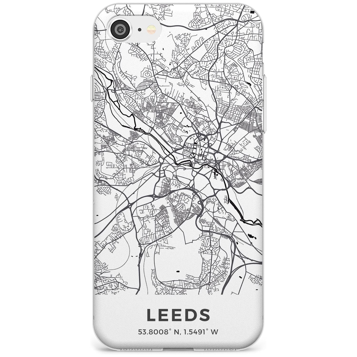 Map of Leeds, England Slim TPU Phone Case for iPhone SE 8 7 Plus