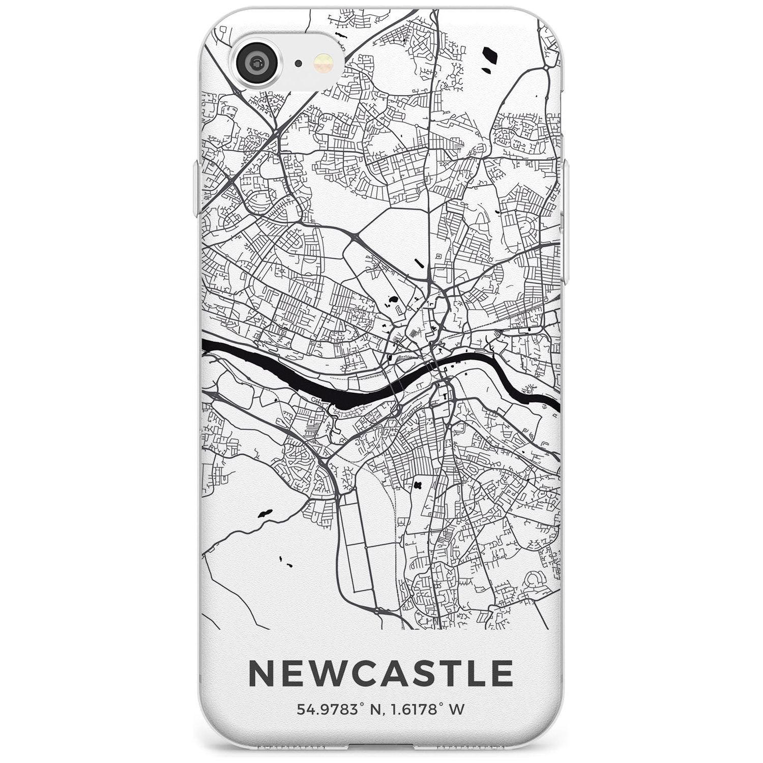 Map of Newcastle, England Slim TPU Phone Case for iPhone SE 8 7 Plus